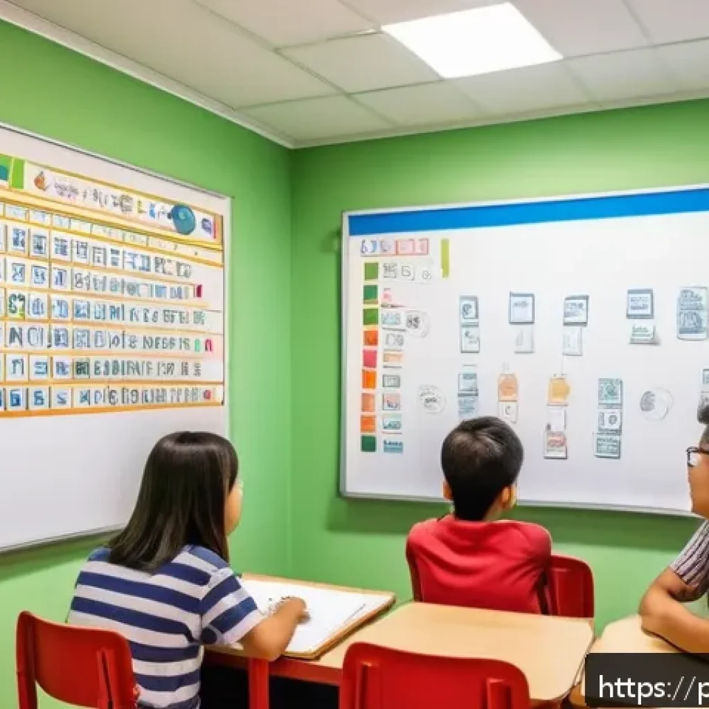 한국어 통사론 - A vibrant classroom scene in Brazil with a diverse group of adult students attentively learning Kore...