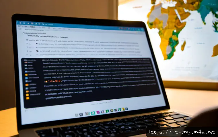 Home 17 기계번역 원리 - Photorealistic close-up of a modern language translation workstation in Lisbon, Portugal: a Portugue...